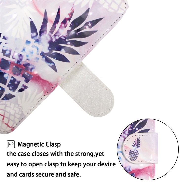 Light Spot Decor Pattern Printing Leather Wallet Stand Case for Samsung Galaxy M10 / A10 - Pineapple-6