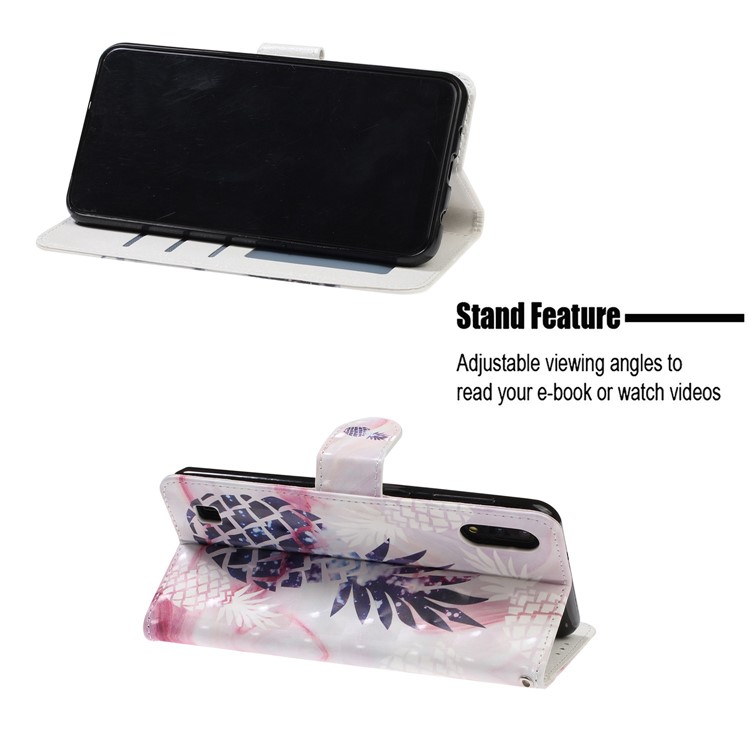 Light Spot Decor Pattern Printing Leather Wallet Stand Case for Samsung Galaxy M10 / A10 - Pineapple-7