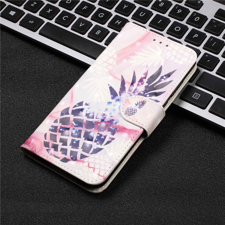 Light Spot Decor Pattern Printing Leather Wallet Stand Case for Samsung Galaxy M10 / A10 - Pineapple-8