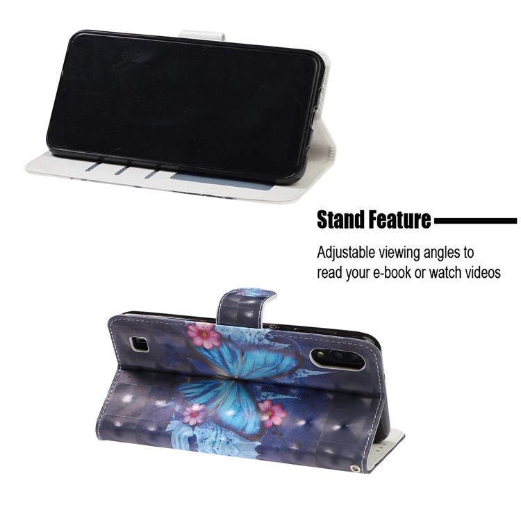 Light Spot Decor Pattern Printing Leather Wallet Stand Case for Samsung Galaxy M10 / A10 - Butterfly and Flower-7