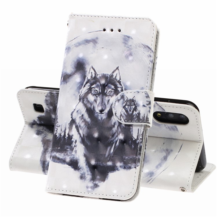 Light Spot Decor Pattern Printing Leather Wallet Stand Case for Samsung Galaxy M10 / A10 - Wolf-1