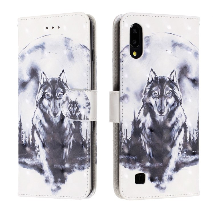 Light Spot Decor Pattern Printing Leather Wallet Stand Case for Samsung Galaxy M10 / A10 - Wolf-2