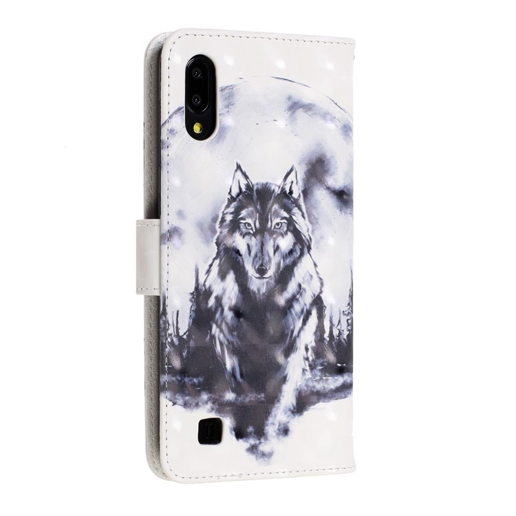 Light Spot Decor Pattern Printing Leather Wallet Stand Case for Samsung Galaxy M10 / A10 - Wolf-4
