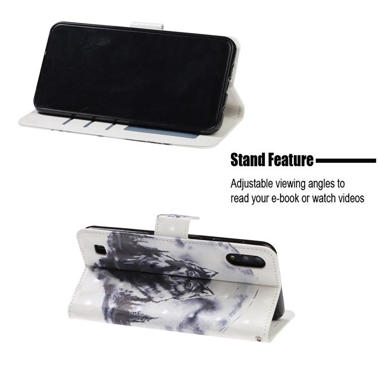 Light Spot Decor Pattern Printing Leather Wallet Stand Case for Samsung Galaxy M10 / A10 - Wolf-7