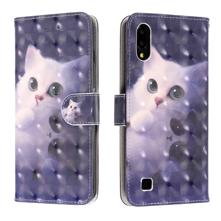Lederner Mappenstandplatzfall Des Hellen Punktdekormusterdruckens Für Samsung-Galaxie M10 / A10 - Katze-2