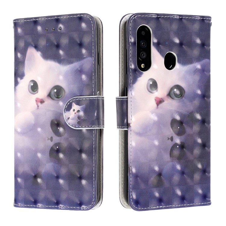 Pattern Printing Light Spot Decor Leather Wallet Phone Casing with Strap for Samsung Galaxy A40s / M30 - Cat-2