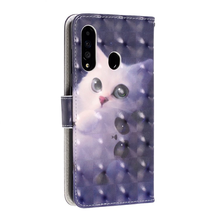 Pattern Printing Light Spot Decor Leather Wallet Phone Casing with Strap for Samsung Galaxy A40s / M30 - Cat-4