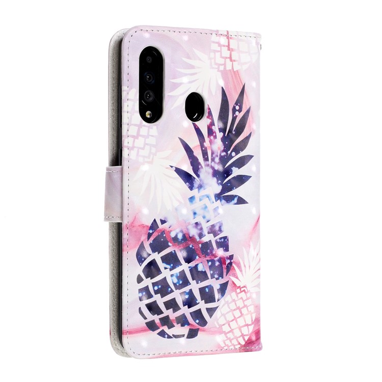 Pattern Printing Light Spot Decor Leather Wallet Phone Casing with Strap for Samsung Galaxy A40s / M30 - Pineapple-4
