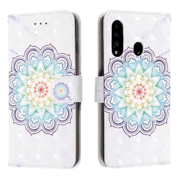 Pattern Printing Light Spot Decor Leather Wallet Phone Casing with Strap for Samsung Galaxy A40s / M30 - Mandala Flower-2