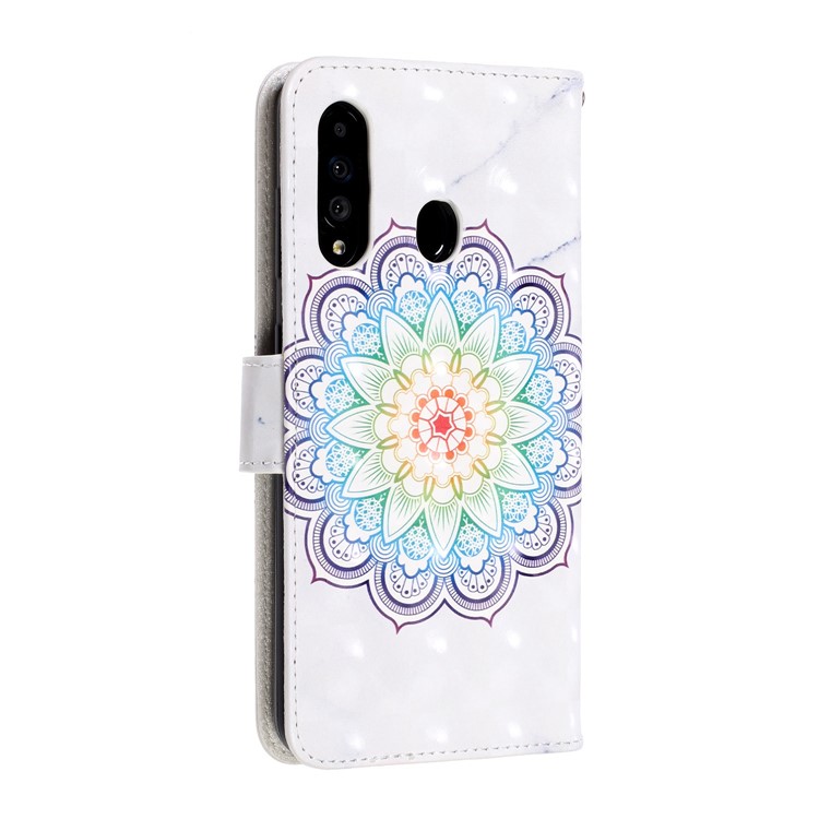 Pattern Printing Light Spot Decor Leather Wallet Phone Casing with Strap for Samsung Galaxy A40s / M30 - Mandala Flower-4