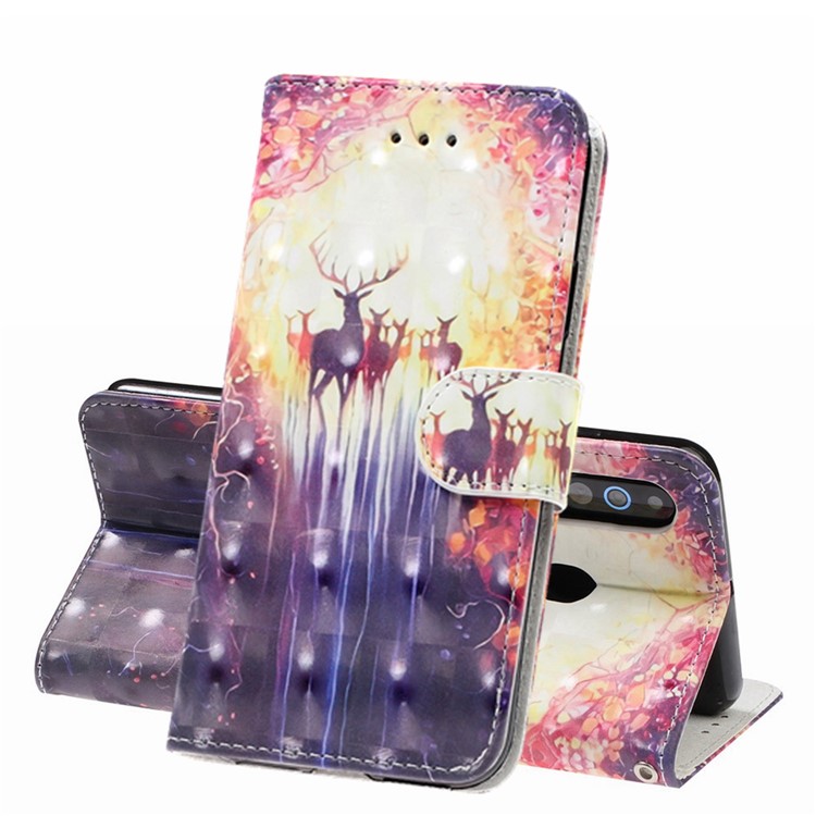 Pattern Printing Light Spot Decor Leather Wallet Phone Casing with Strap for Samsung Galaxy A40s / M30 - Elks-1