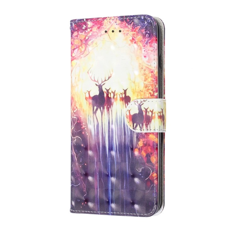 Pattern Printing Light Spot Decor Leather Wallet Phone Casing with Strap for Samsung Galaxy A40s / M30 - Elks-3