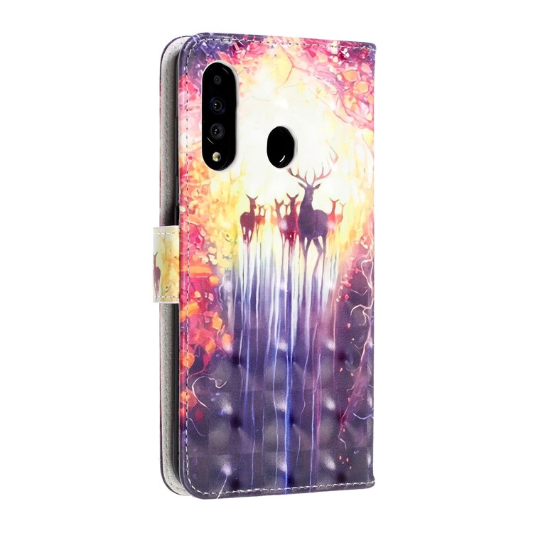 Pattern Printing Light Spot Decor Leather Wallet Phone Casing with Strap for Samsung Galaxy A40s / M30 - Elks-4