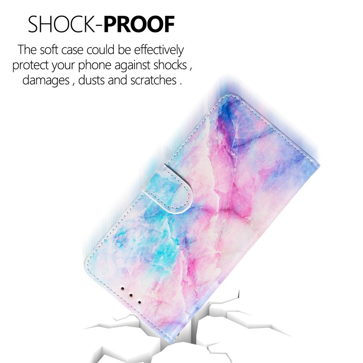 Shock-proof Pattern Printing Wallet Leather Phone Shell with Strap for Samsung Galaxy A20e - Colorful Stone Grain-8