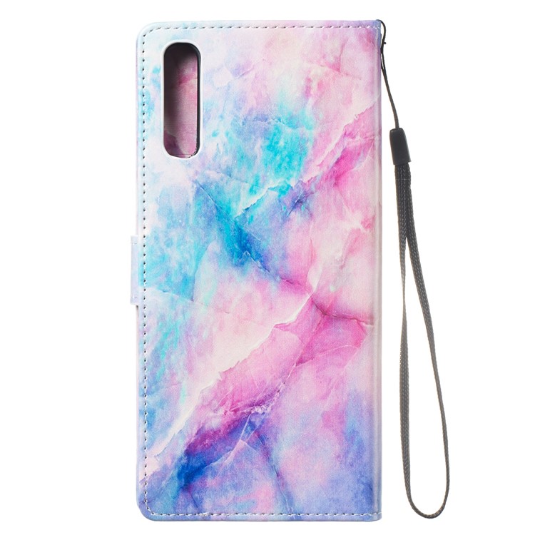 Anti-fall Pattern Printing Stand Wallet Leather Protective Case with Strap for Samsung Galaxy A70 - Colorful Stone Grain-4