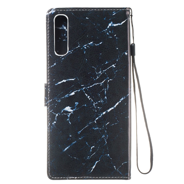 Anti-fall Pattern Printing Stand Wallet Leather Protective Case with Strap for Samsung Galaxy A70 - Black Stone Grain-4