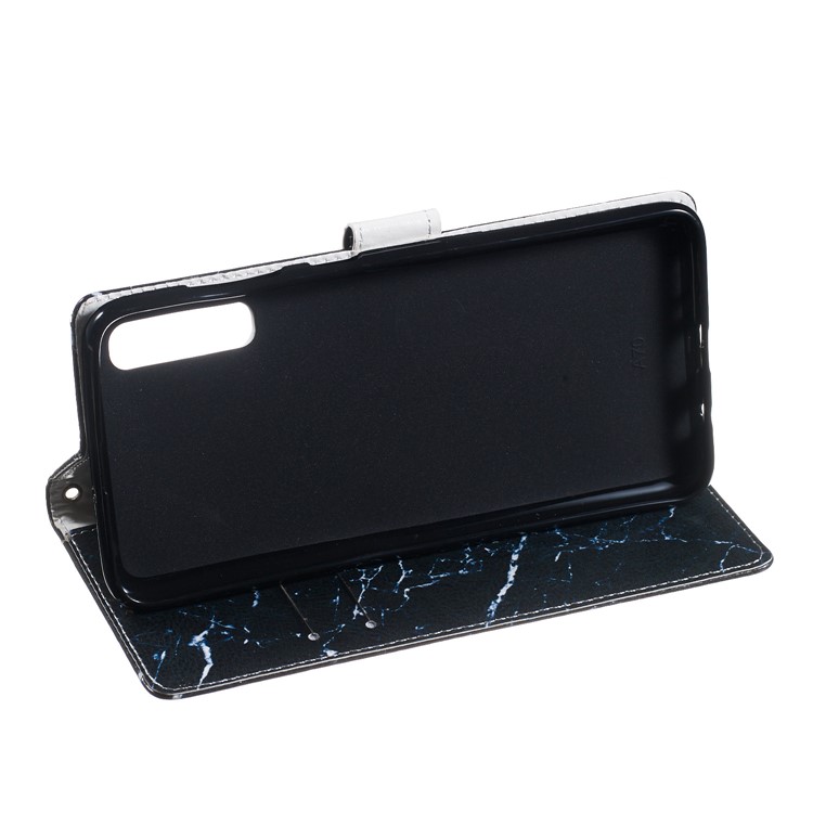 Anti-fall Pattern Printing Stand Wallet Leather Protective Case with Strap for Samsung Galaxy A70 - Black Stone Grain-6