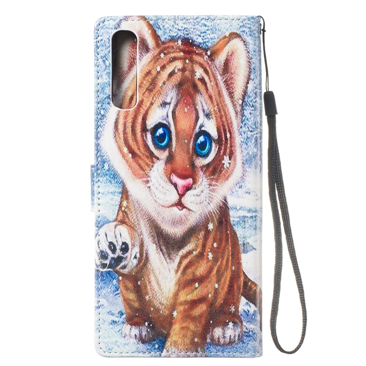 Anti-fall Pattern Printing Stand Wallet Leather Protective Case with Strap for Samsung Galaxy A70 - Baby Tiger-4