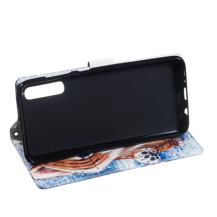 Anti-fall Pattern Printing Stand Wallet Leather Protective Case with Strap for Samsung Galaxy A70 - Baby Tiger-6