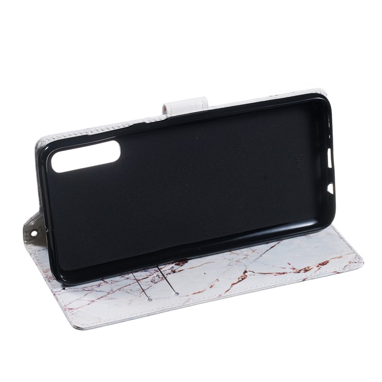 Anti-fall Pattern Printing Stand Wallet Leather Protective Case with Strap for Samsung Galaxy A70 - Marble Grain-6