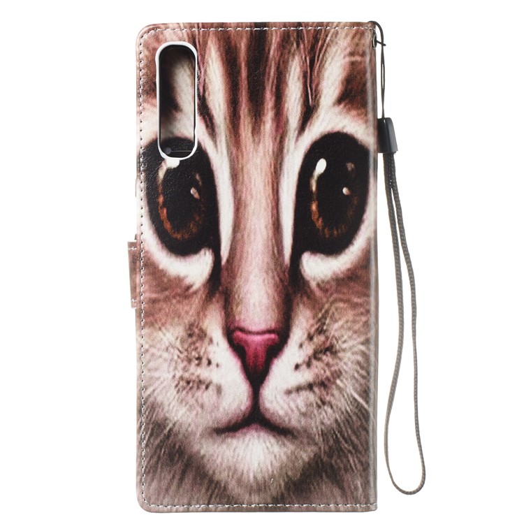 Anti-fall Pattern Printing Stand Wallet Leather Protective Case with Strap for Samsung Galaxy A70 - Brown Cat Face-4