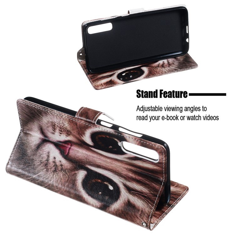 Anti-fall Pattern Printing Stand Wallet Leather Protective Case with Strap for Samsung Galaxy A70 - Brown Cat Face-5