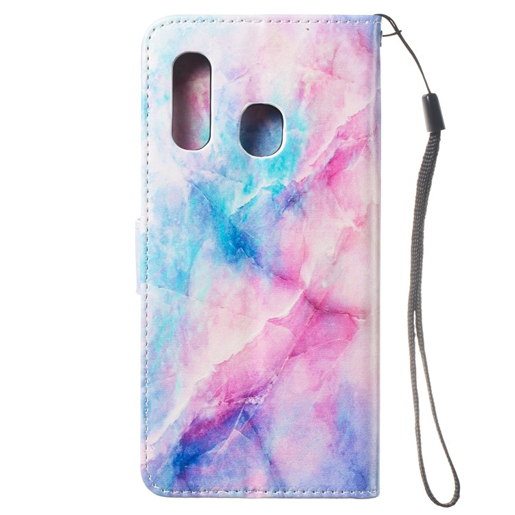 Pattern Printing Wallet Stand Leather Flip Phone Case with Strap for Samsung Galaxy A40 - Colorful Stone Grain-4