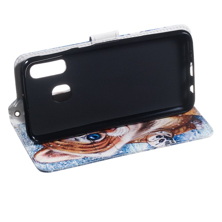 Pattern Printing Wallet Stand Leather Flip Phone Case with Strap for Samsung Galaxy A40 - Baby Tiger-6