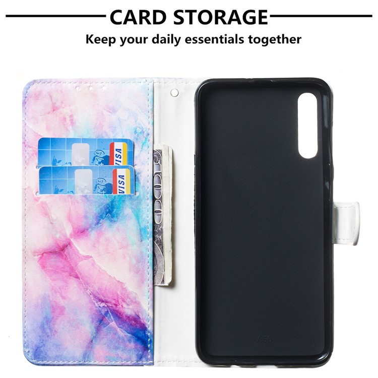 Pattern Printing Leather Wallet Stand Phone Shell Case for Samsung Galaxy A50 - Multiple Colors-3