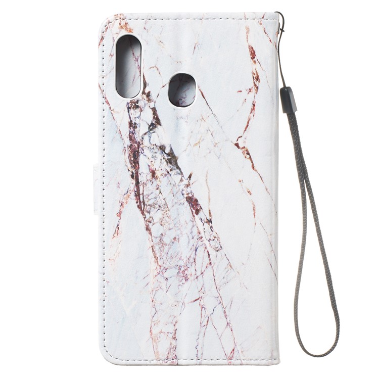 Case for Samsung Galaxy, Shock-proof Pattern Printing Wallet Leather Phone Shell with Strap for Samsung Galaxy A20/A30- Marble Grain-4