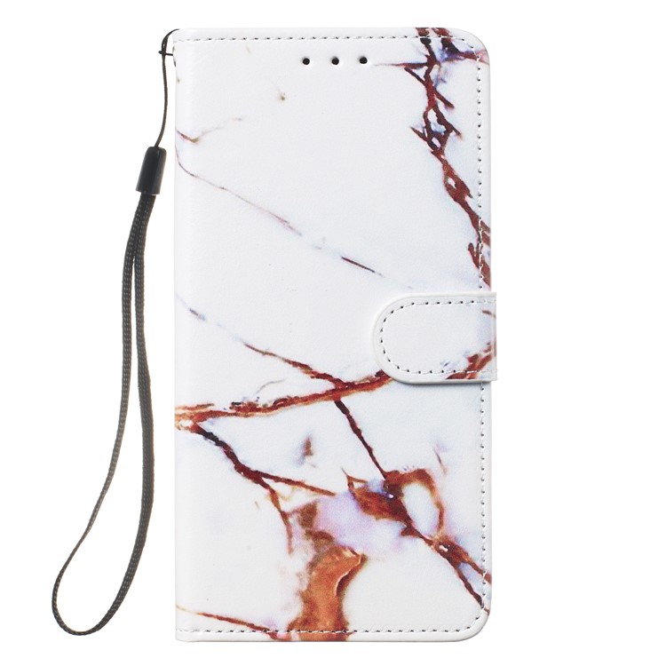 Custodia Per Samsung Galaxy, Guscio Di Telefono In Pelle Con Motivo Stampato Antiurto Con Cinturino Per Samsung Galaxy A20 / A30- Grana Marrone-2