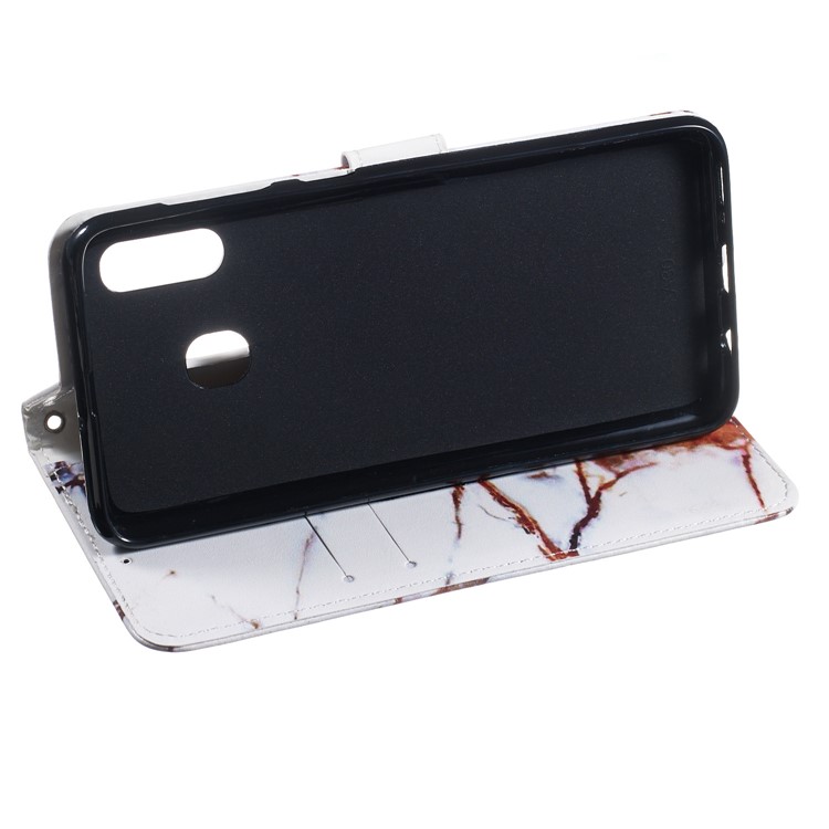 Custodia Per Samsung Galaxy, Guscio Di Telefono In Pelle Con Motivo Stampato Antiurto Con Cinturino Per Samsung Galaxy A20 / A30- Grana Marrone-6