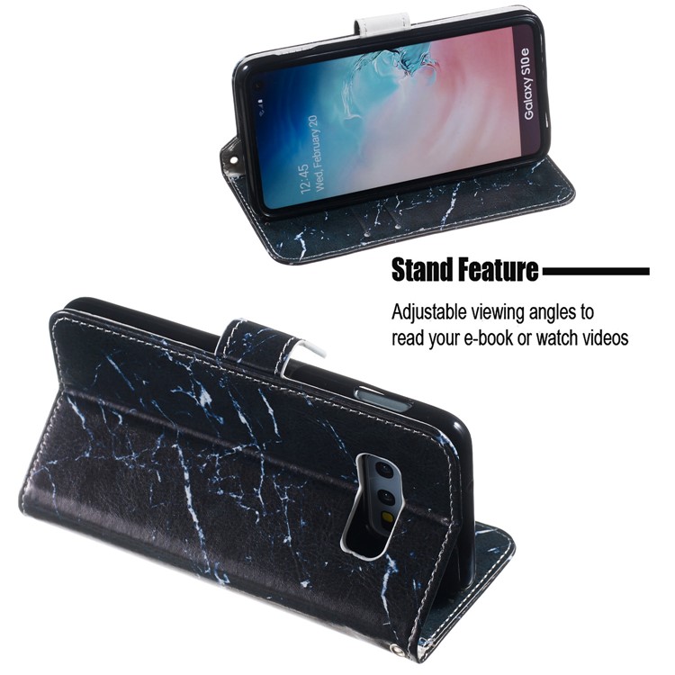 Pattern Printing Leather Wallet Stand Case for Samsung Galaxy S10e - Blue Marbling-5
