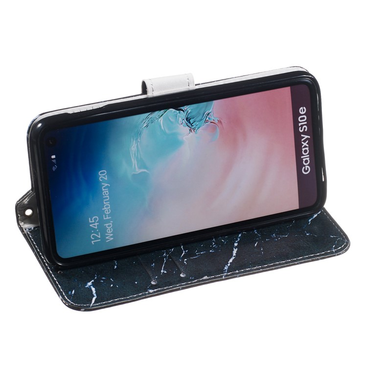 Pattern Printing Leather Wallet Stand Case for Samsung Galaxy S10e - Blue Marbling-6