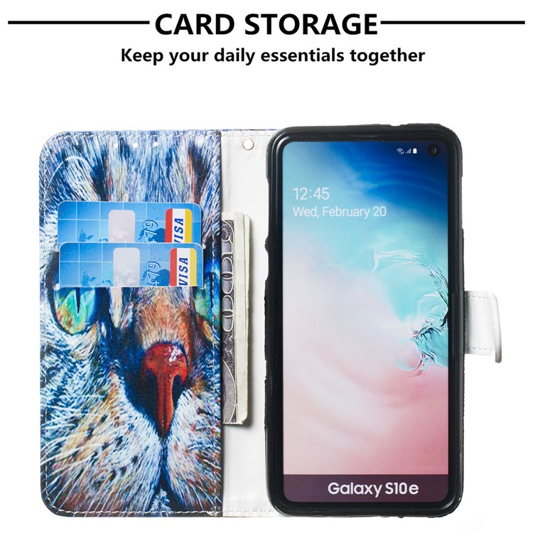 Custodia Per Portafoglio In Pelle Stampa Modello Per Samsung Galaxy S10e - Pittura Ad Olio-3