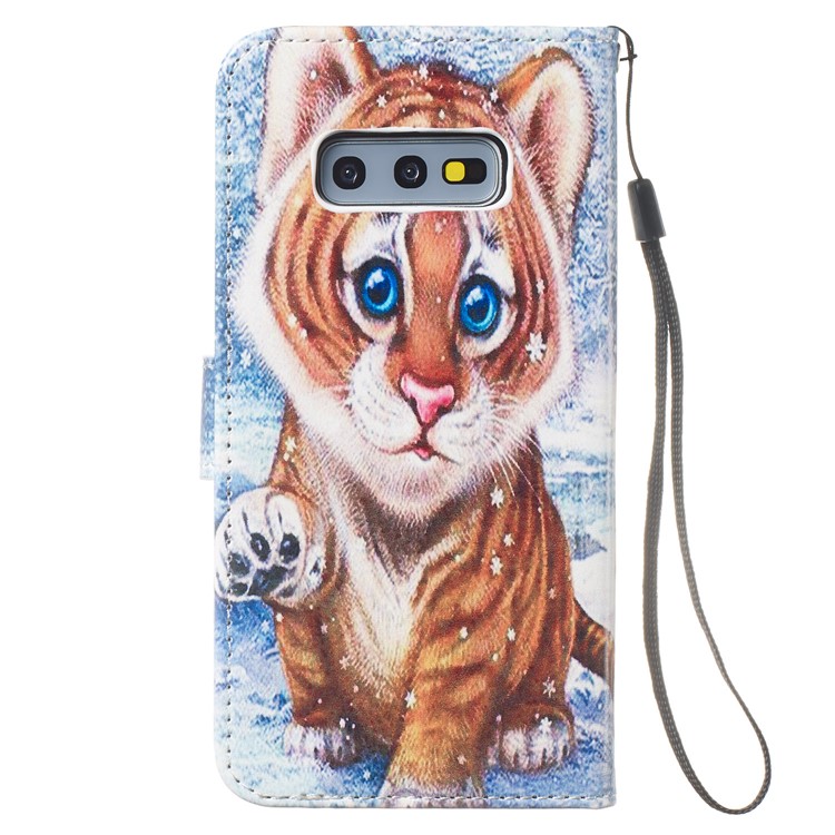 Funda De Cuero Con Estampado De Patrón Para Samsung Galaxy S10e - Pequeño Tigre-4