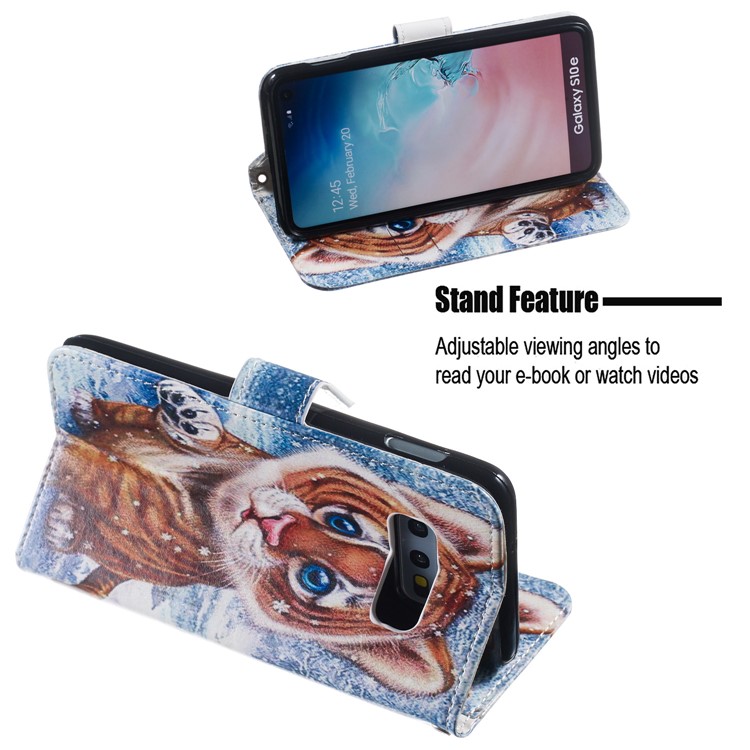 Funda De Cuero Con Estampado De Patrón Para Samsung Galaxy S10e - Pequeño Tigre-5