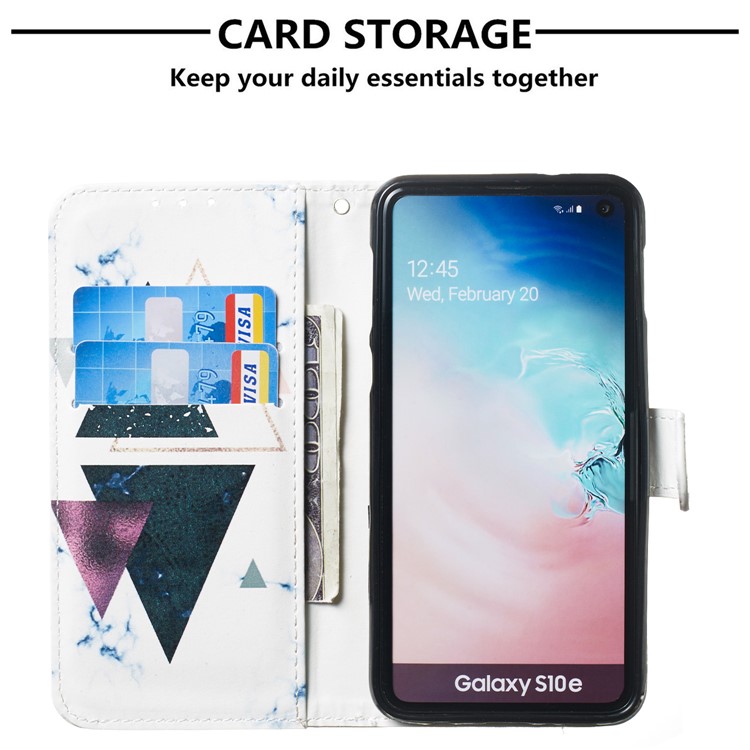 Pattern Printing Leather Wallet Stand Case for Samsung Galaxy S10e - Triangle-3