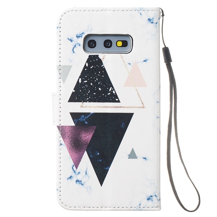 Pattern Printing Leather Wallet Stand Case for Samsung Galaxy S10e - Triangle-4