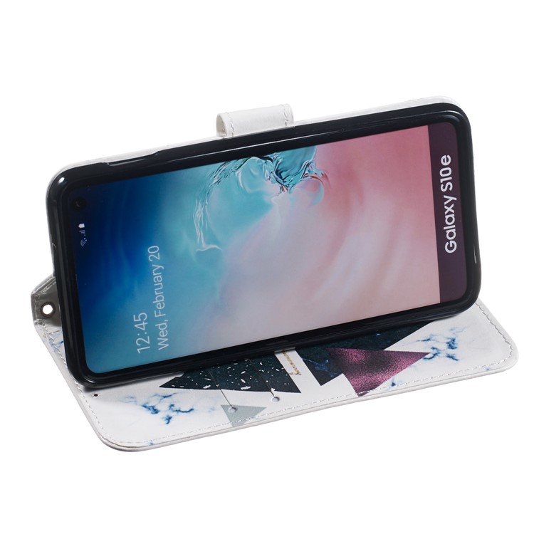 Pattern Printing Leather Wallet Stand Case for Samsung Galaxy S10e - Triangle-6