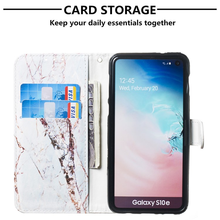 Estojo De Couro Carteira De Impressão Padrão Estande Para Samsung Galaxy S10e - Marmoreio-3