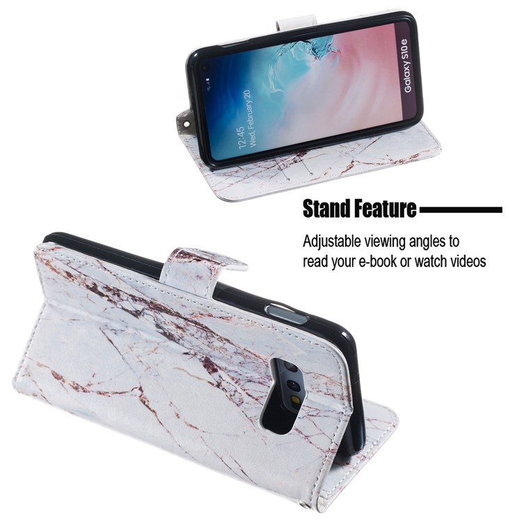 Estojo De Couro Carteira De Impressão Padrão Estande Para Samsung Galaxy S10e - Marmoreio-5