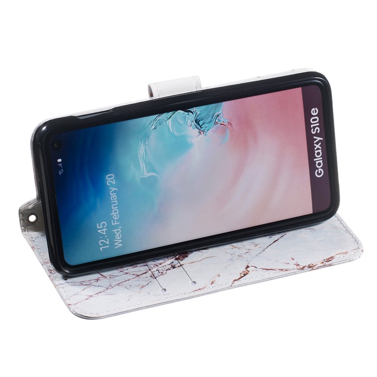 Estojo De Couro Carteira De Impressão Padrão Estande Para Samsung Galaxy S10e - Marmoreio-6