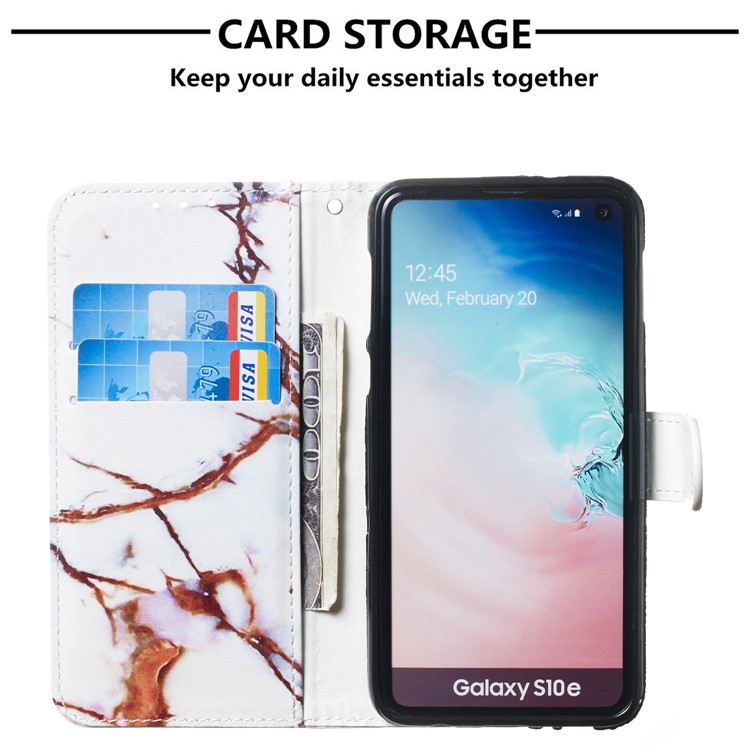 Pattern Printing Leather Wallet Stand Case for Samsung Galaxy S10e - Brown Marbling-3