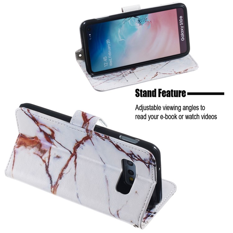Pattern Printing Leather Wallet Stand Case for Samsung Galaxy S10e - Brown Marbling-5