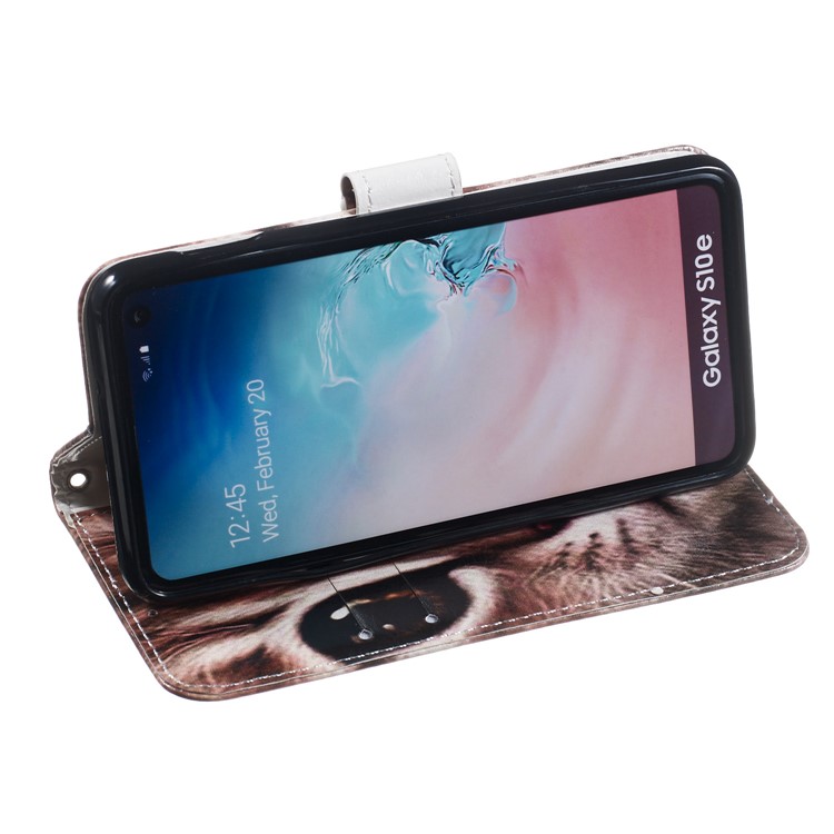 Pattern Printing Leather Wallet Stand Case for Samsung Galaxy S10e - Cat Face-6