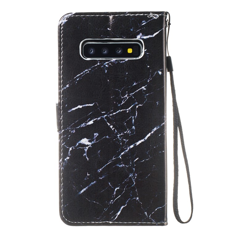 Pattern Printing Leather Wallet Stand Phone Shell for Samsung Galaxy S10 Plus - Blue Marbling-4