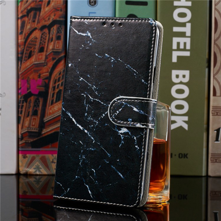 Pattern Printing Leather Wallet Stand Phone Shell for Samsung Galaxy S10 Plus - Blue Marbling-9