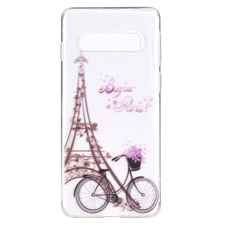 Pattern Printing TPU Case for Samsung Galaxy S10 5G - Eiffel Tower and Bicycle-2