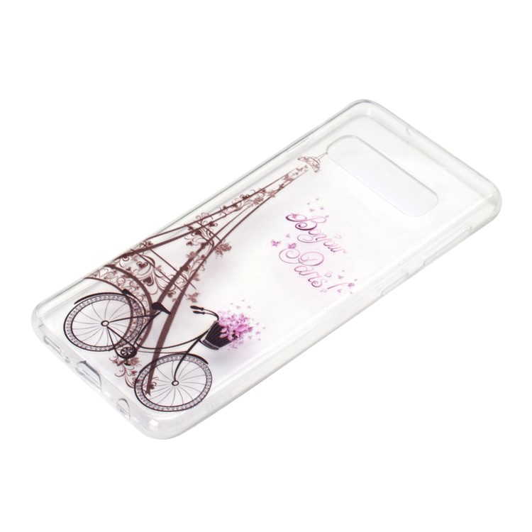 Pattern Printing TPU Case for Samsung Galaxy S10 5G - Eiffel Tower and Bicycle-3